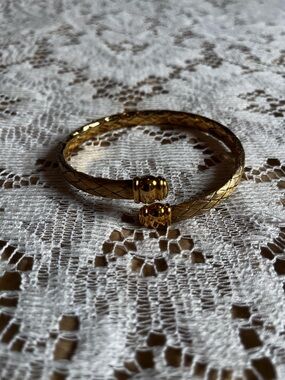 Italian Braided Bypass Bangle, Gold Over 925 Sterling Vermeil, 8"